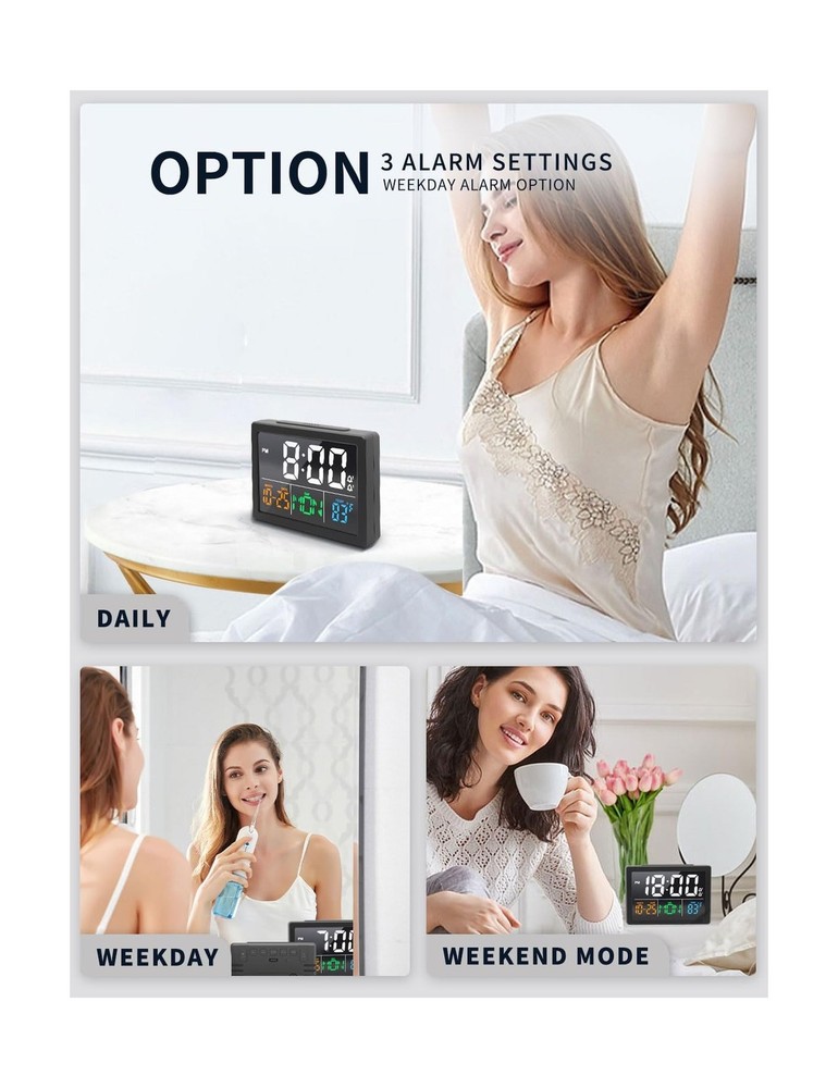 Digital Alarm Clock, with 5.5" Large LED Time Display, Adjustable A... Fast Ship