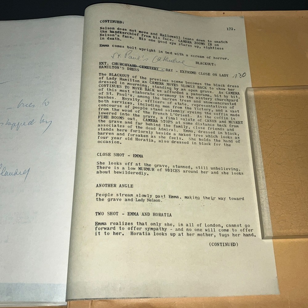 Original 1968 Emma Hamilton Movie Script 2nd Draft Historical Drama Notes COA