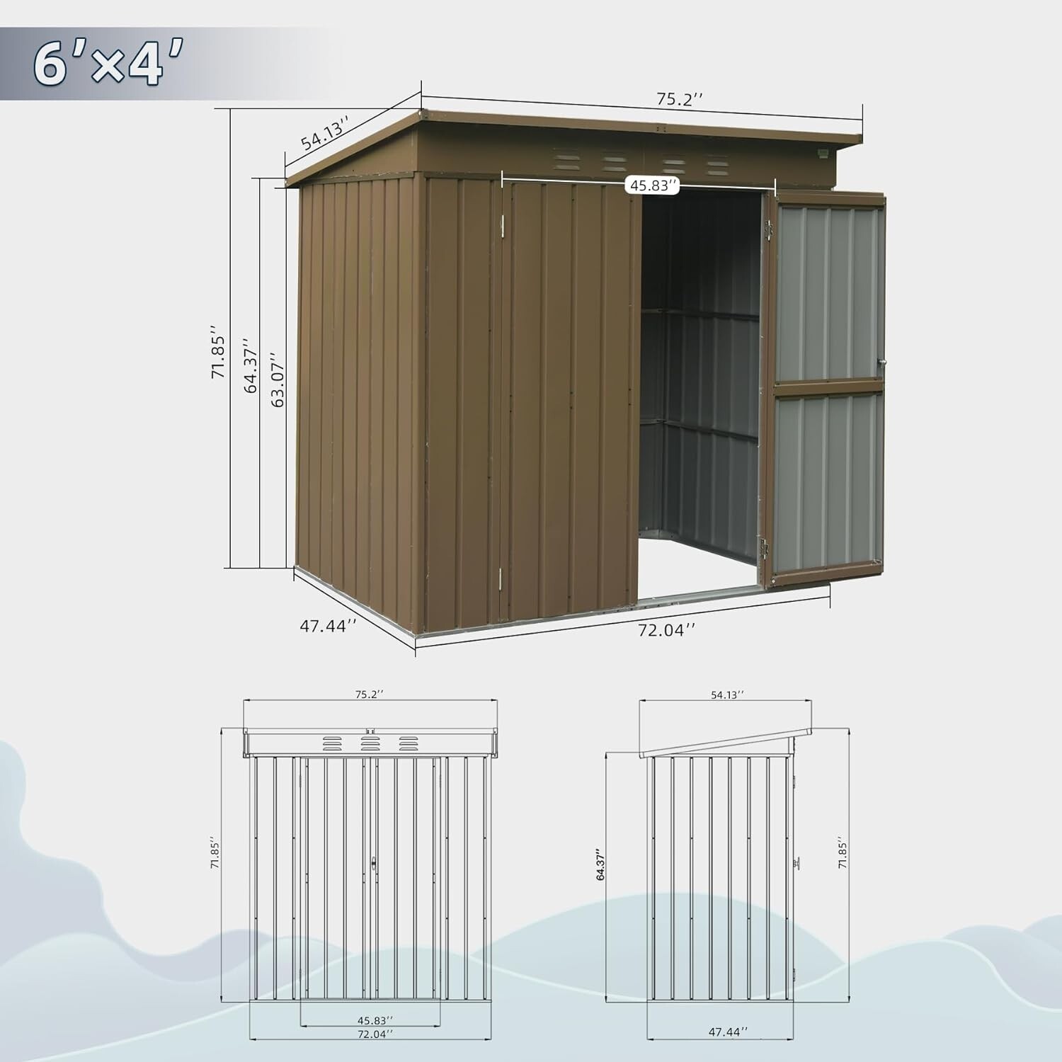 Domi Outdoor Storage Shed 6'x4', Metal Tool Shed w/Lockable Doors and Air Vents