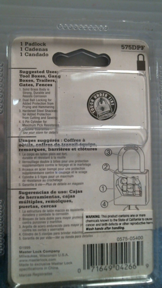 Master Lock Solid Brass Keyed Padlock (575DPF) FS