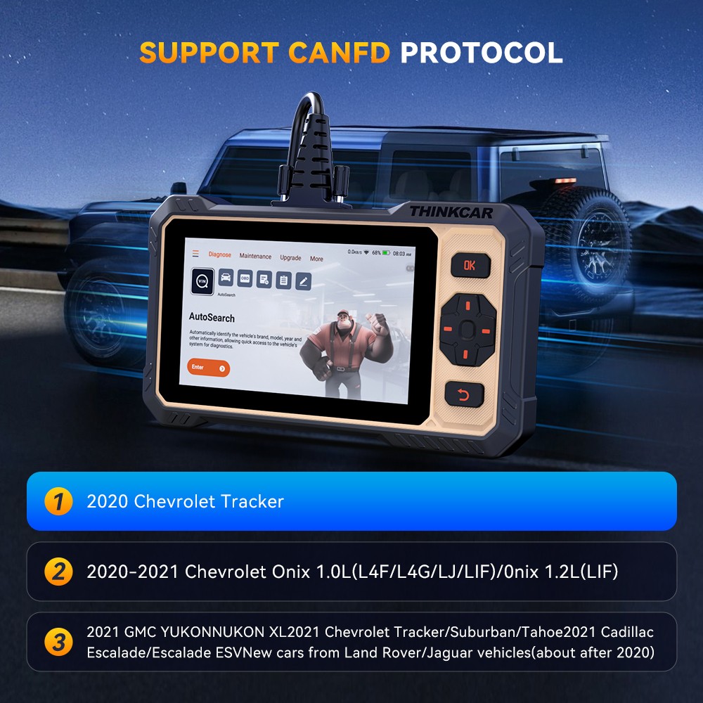 ThinkScan 662 OBD2 Scanner ABS SRS Engine Diagnostic Tool Zero Costs CAN FD USA