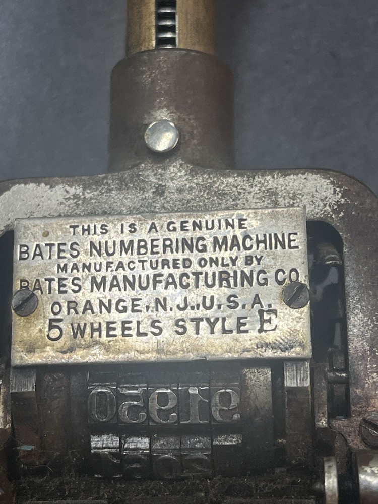 Antique Bates Automatic Numbering Machine 5 Wheel Style E Working Duplicate Stam