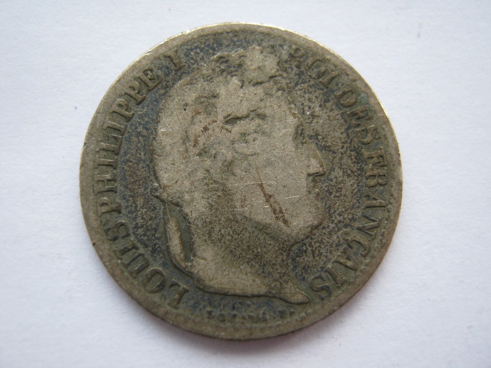 France 1845-W silver Half Franc NF