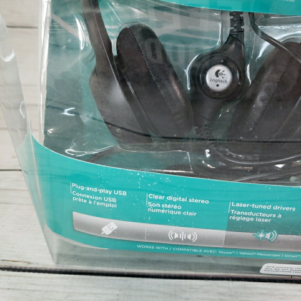 Logitech USB Wired Computer Headset w/Noise Canceling Microphone H390 New Open