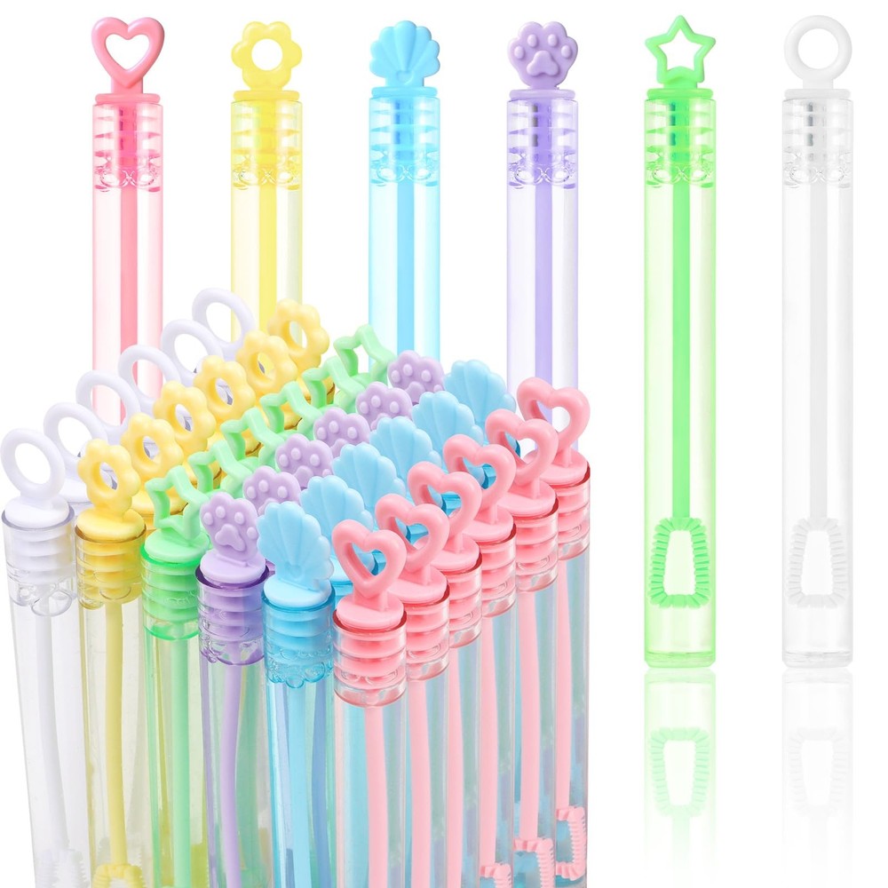 LOAVER 36 Pack Mini Bubble Wands Bulk for 4.3 Inches, Multicolor