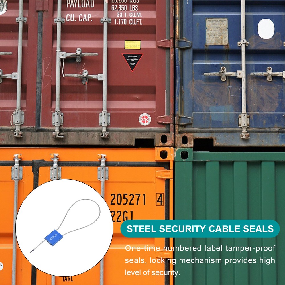 100Pcs Security Cable Seals 13" Numbered Tamper Proof Seal Self Locking Blue