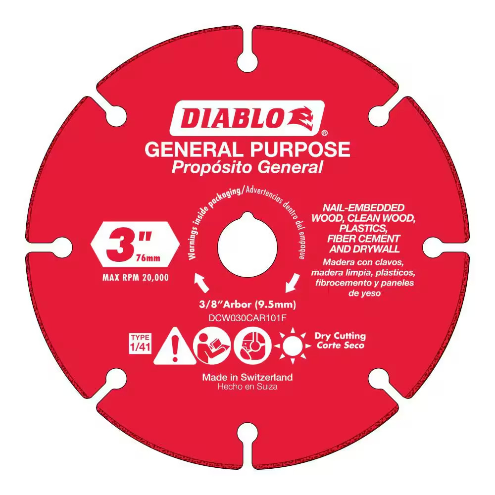 3 In. Carbide Grit Multi-Material Cut-Off Wheel