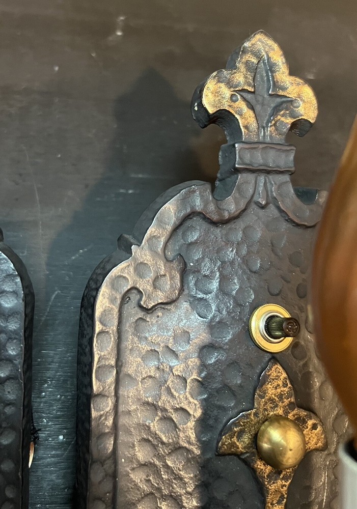 Antique Pair Mission Gothic Sconces Rare 2M