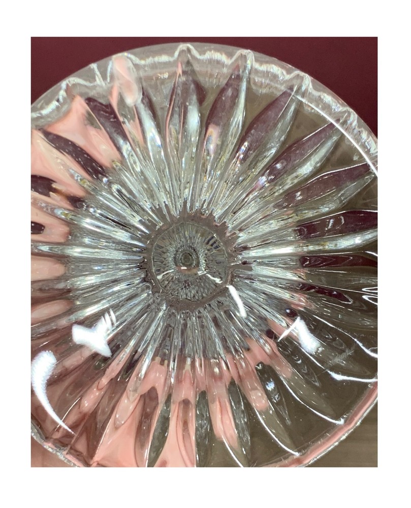 CLEAR HEAVY CRYSTAL DIAMOND POINT CANDLESTICK HOLDER - BEAUTIFUL