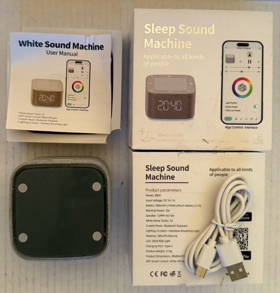 Sleep Sound Machine Clock White Noise App Control