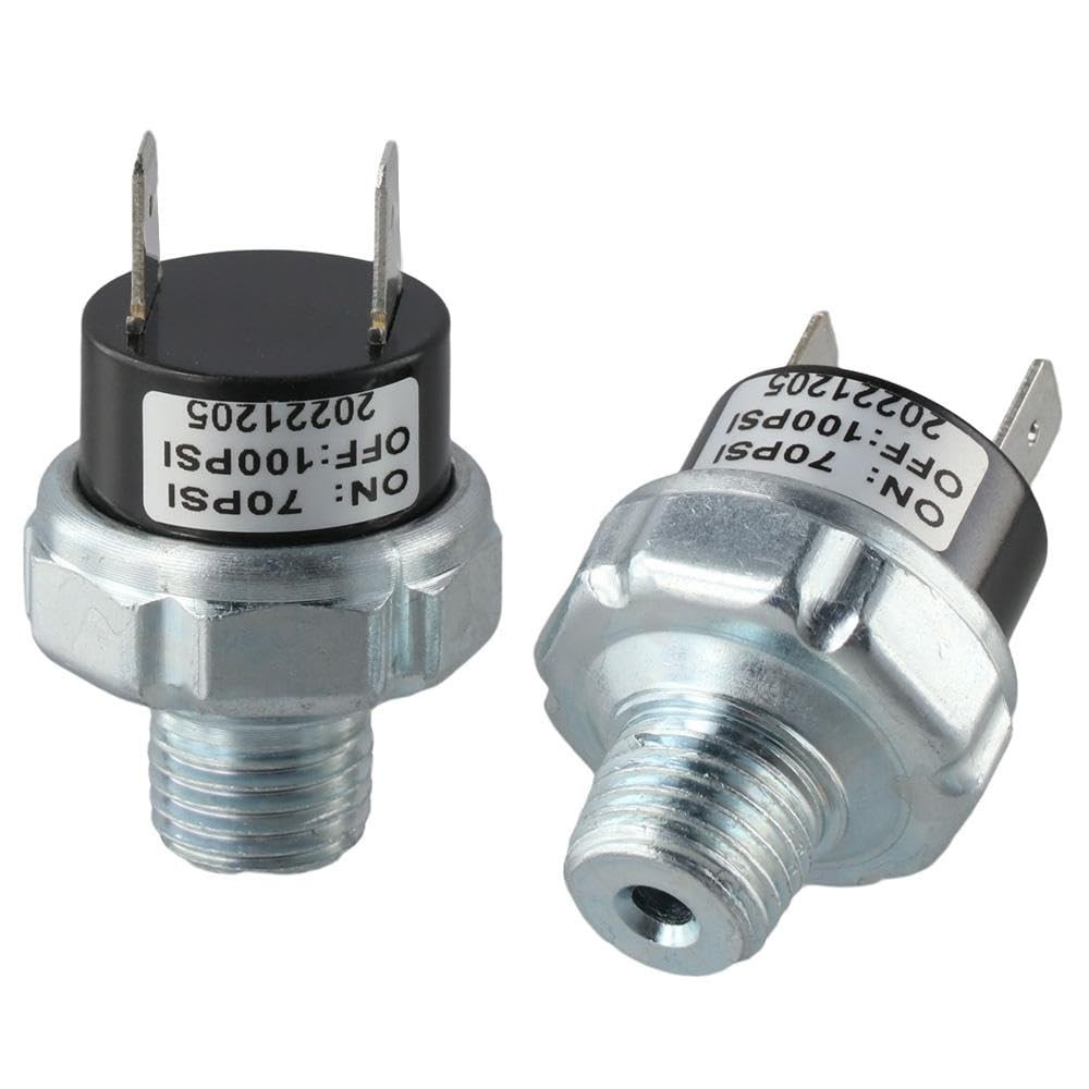 SHUATI 2Pcs Air Pressure Switch, 1/4"-18 NPT Controller, Silver