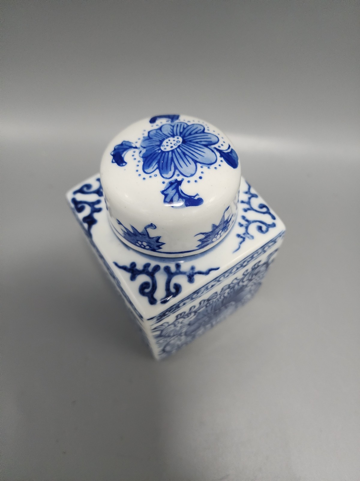 Small Square Blue & White Ginger Jar Canton Collection by Two's Company