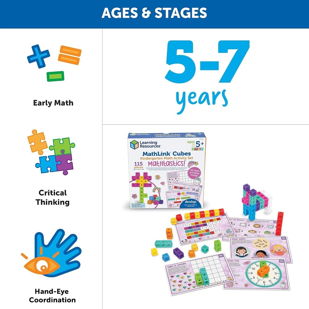 MathLink Cubes Kindergarten Math Activity Set Mathtastics! - Classroom Must H...