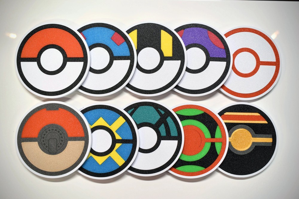 Pokeball Coaster Set - Mix & Match 4 Coasters - 3D Printed