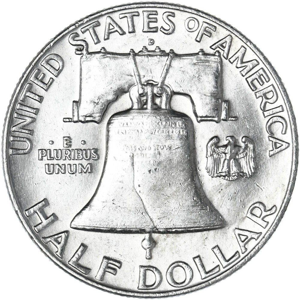 1957 D Franklin Half Dollar About Uncirculated 90% Silver