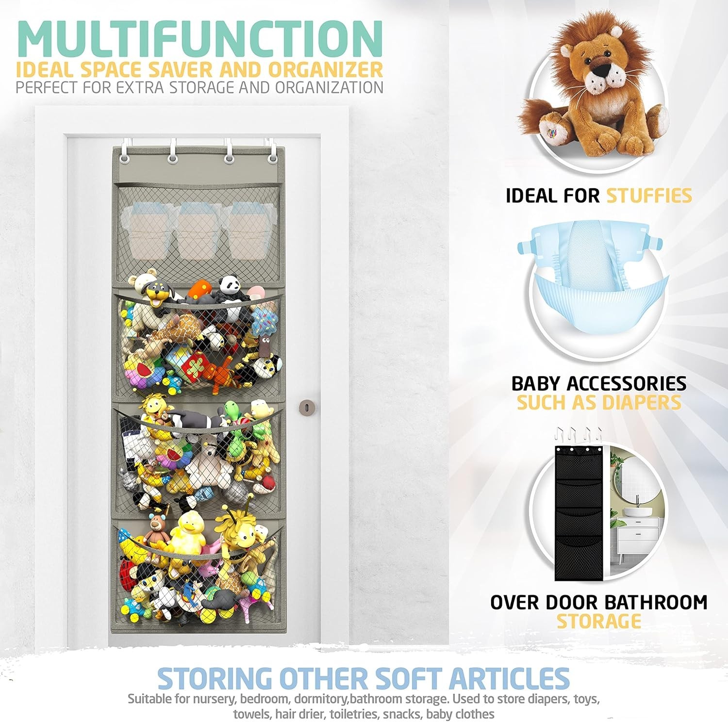 Over Door Stuffed Animal Storage for Stuffies, Baby Accessories, and Toy