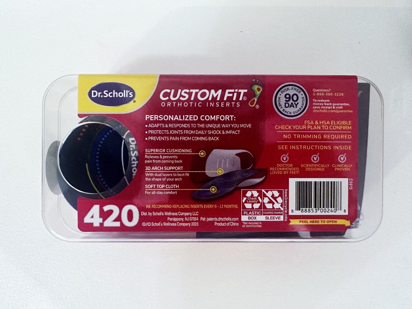 Dr. Scholl’s CF420 Custom Fit Orthotics 3/4 Length Arch Support Brand New