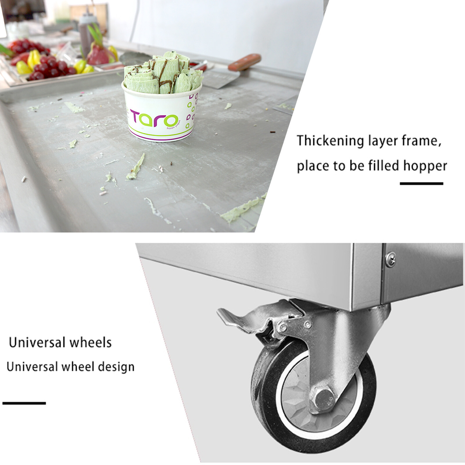 Commercial fried ice cream roll machine single pan with 6pcs refrigerated tanks