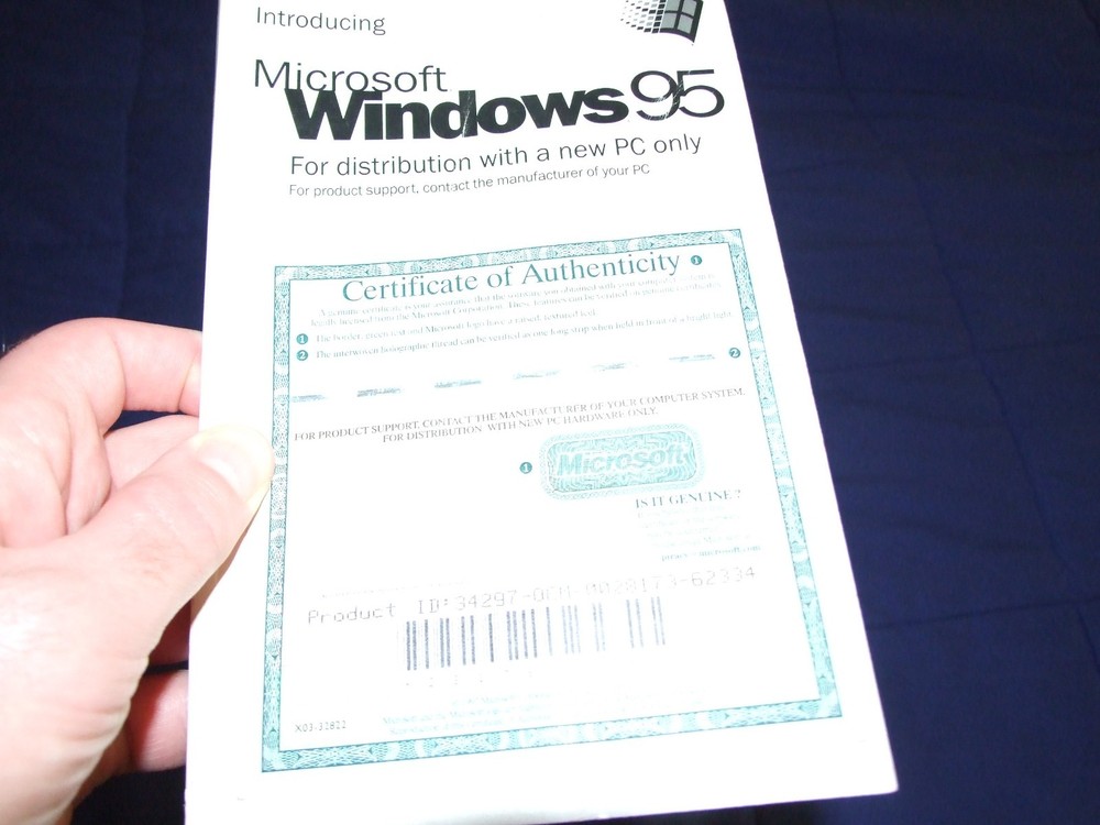 windows 95 book oem from 1995 computer
