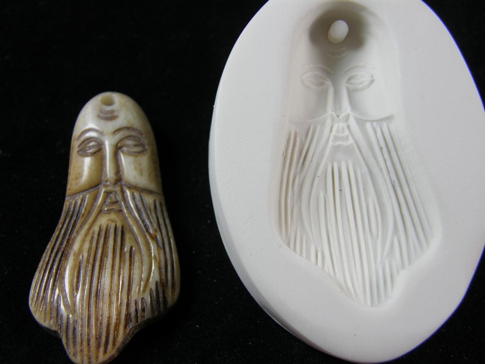 Long Bearded Man Face Polymer Clay Mold (#MD1471)