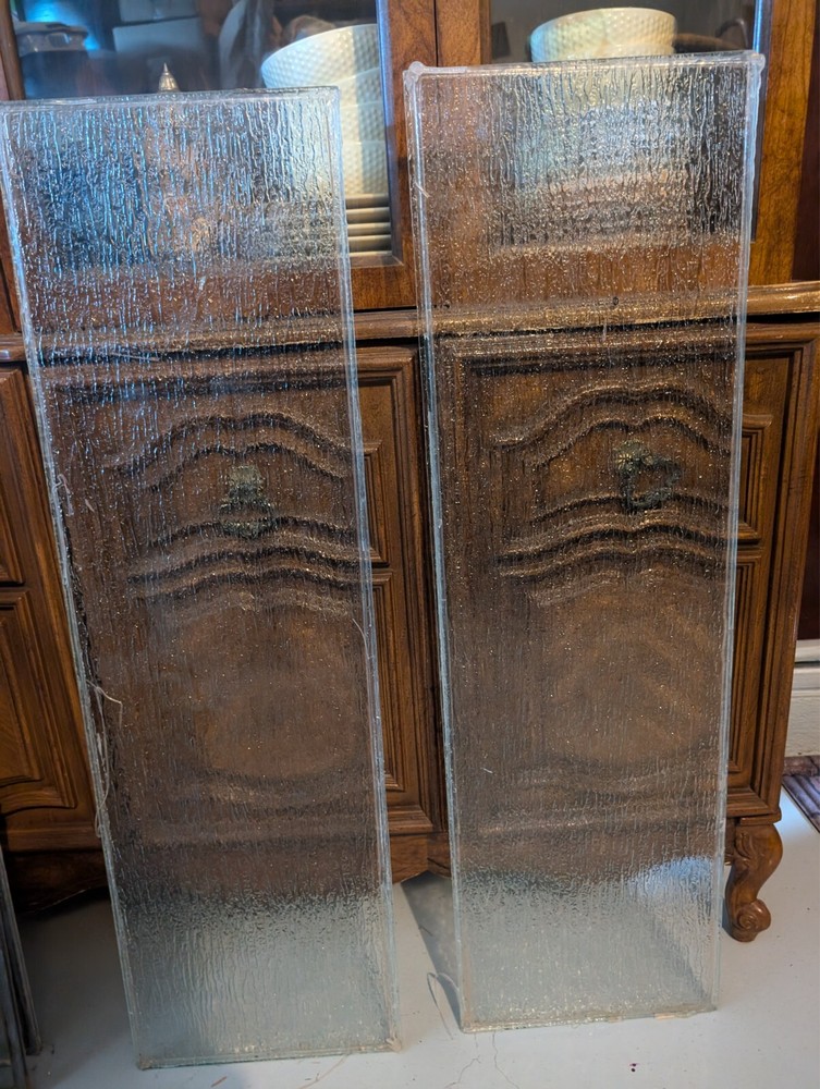 vintage stained glass window pair