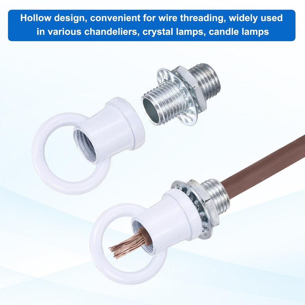 2 Set 8kg M10 1x1.1" Thread Lifting Eye Nut Holder Hook Ring White