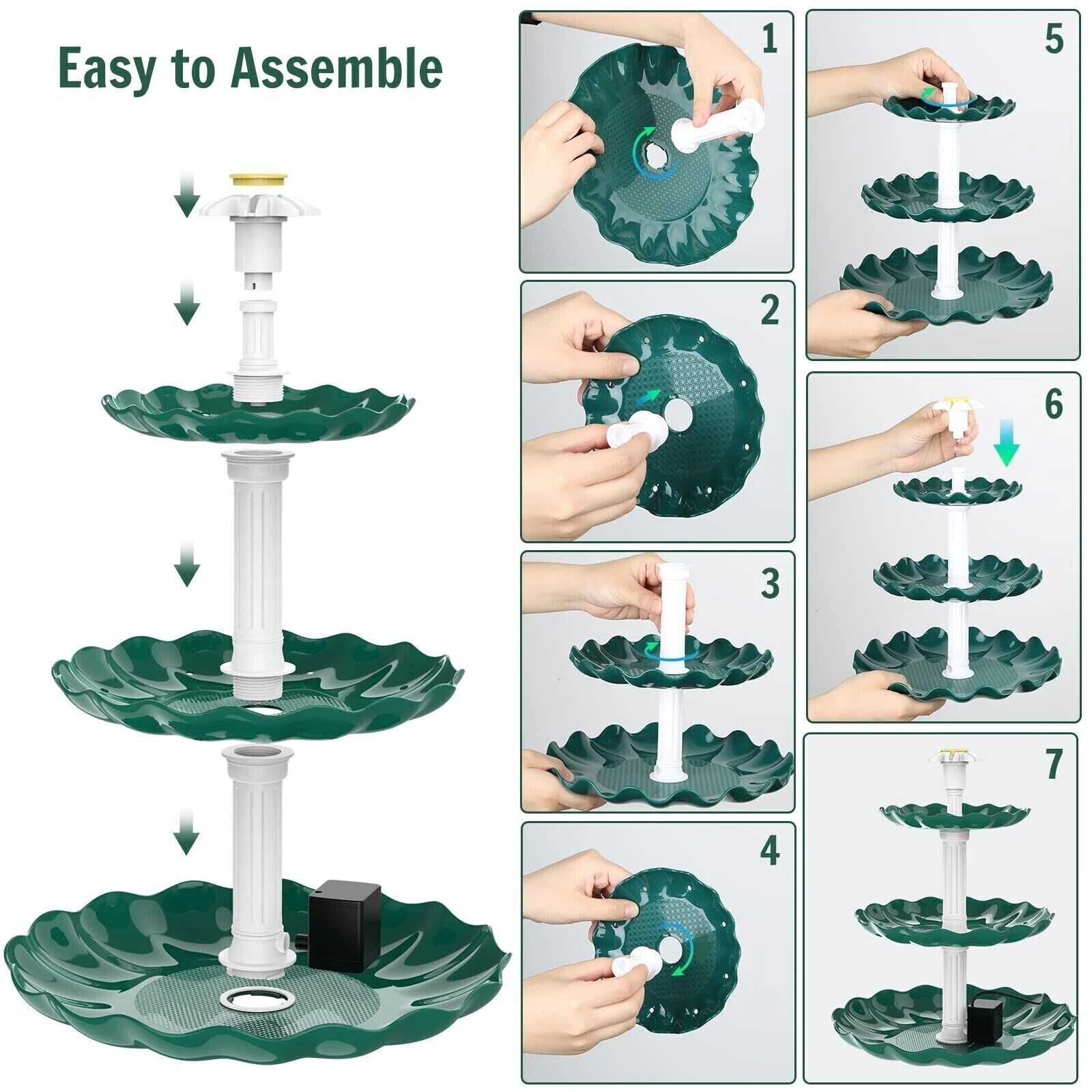 3-Tier Solar Bird Bath Fountain 3.5W Outdoor Water Fountain
