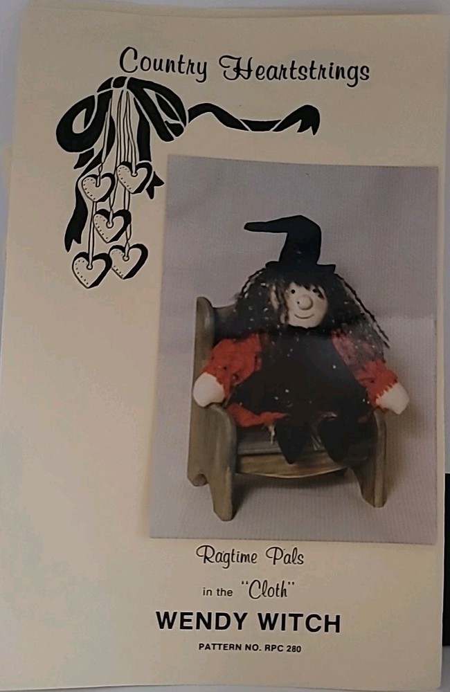 Country Heartstrings Pattern #280 Ragtime Pals WENDY WITCH Doll Halloween EUC