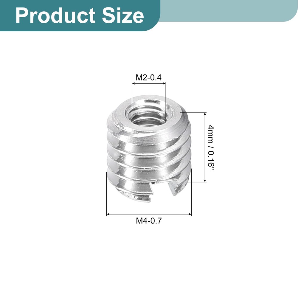 10Pcs Threaded Inserts, M2-0.4x4 & M4-0.7x4 Thread Repair Insert