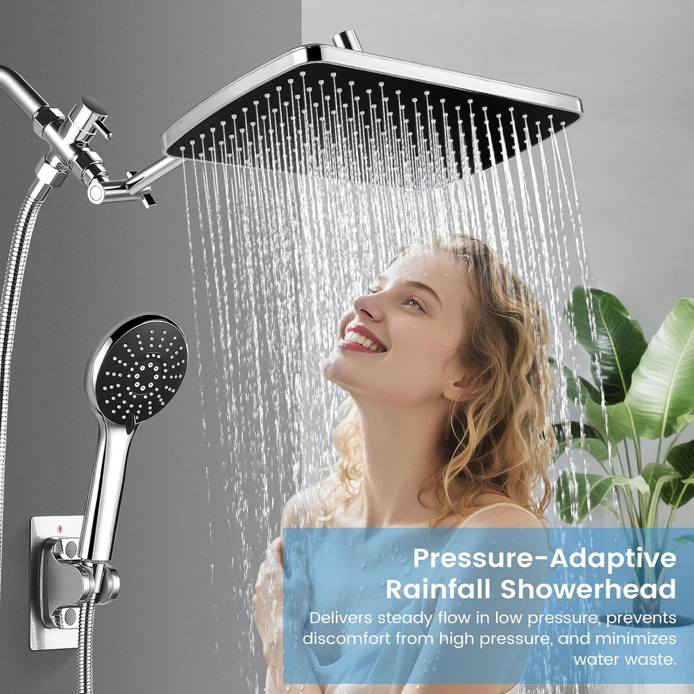 Shower Head with Handheld Combo,11.8 Inch Large Rectangular Rain Shower Head wit