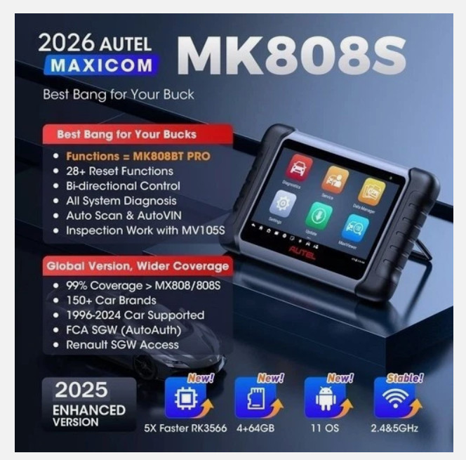 2026 Autel MaxiCOM MK808S Bidirectional Car Diagnostic Scanner Tool Key Coding