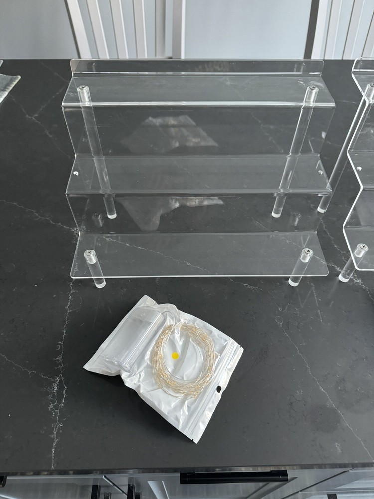 3 Acrylic Display Risers, Cupcake Stands with LED lighting