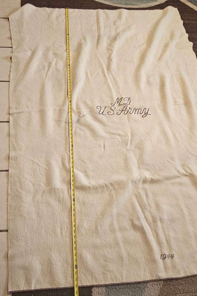 Vintage Marshall Field & Co 1944 WWII US Army MD Wool Blanket 76x54 Pre Owned A4
