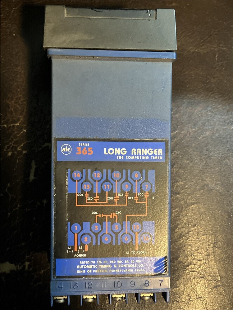ATC Timer 365 Long Ranger Computing Timer 7A 1/6 Hp 250VAC-3A 30VDC Untested