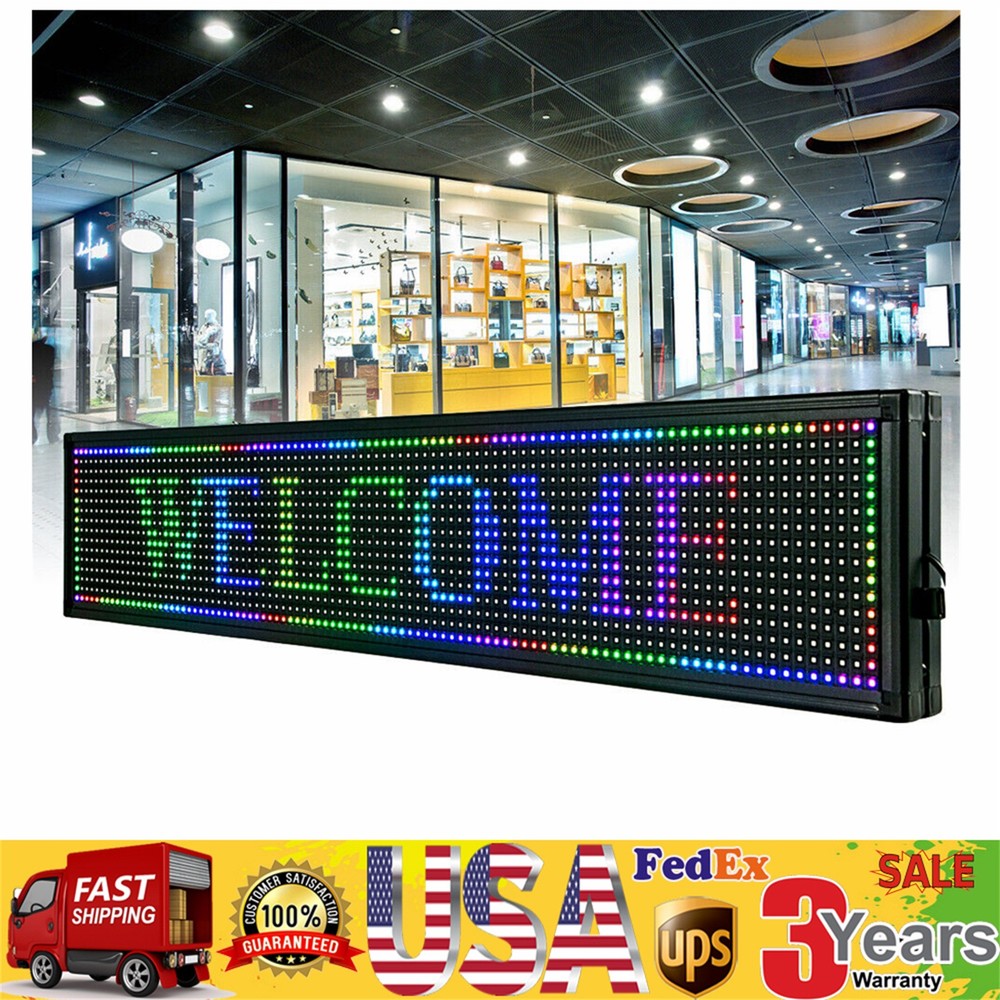 LED Sign 40" X 8"  Scrolling Message Display Board 7 Color Programmable US~