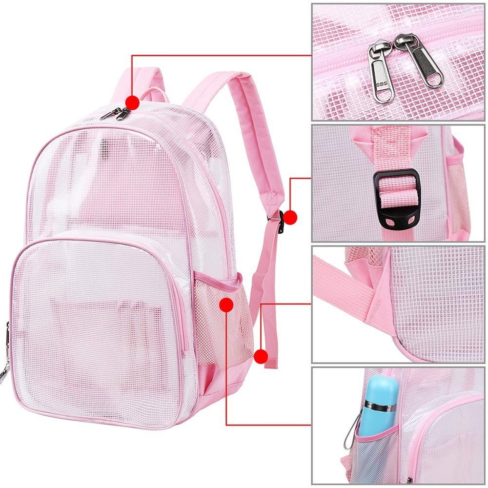 Clear Transparent PVC School Backpack Heavy Duty Clear Backpack for Work Secu...