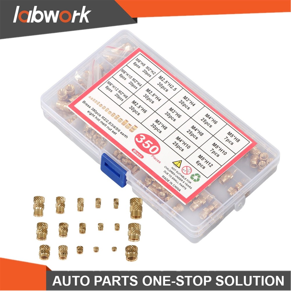Labwork 350Pcs Threaded Inserts M2-M6 Female Thread Metric Knurled Nuts