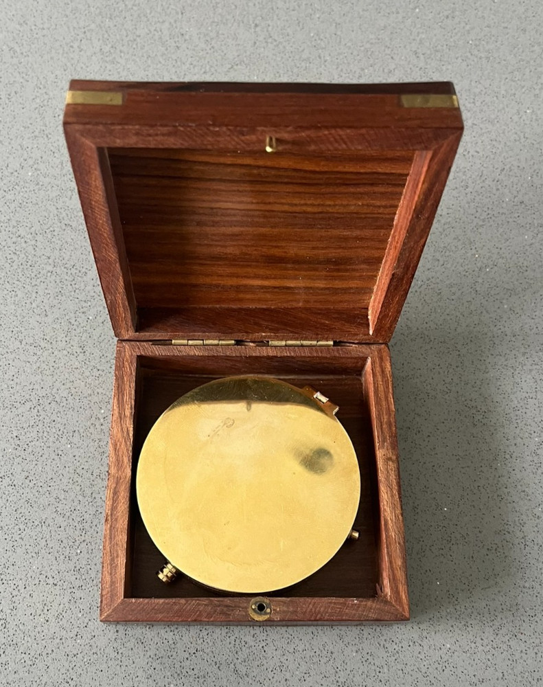 Vintage Nautical Compass In Wood Box