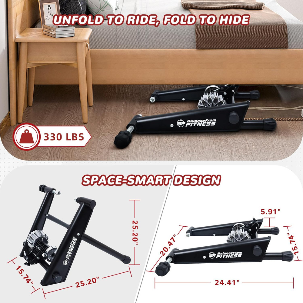 Fluid Magnetic Bike Trainer Stand with Front Wheel Riser Block