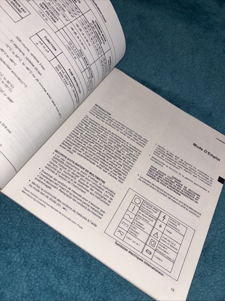 Fluke 785303 1986 37 Multimeter Operator’s Manual LOC E