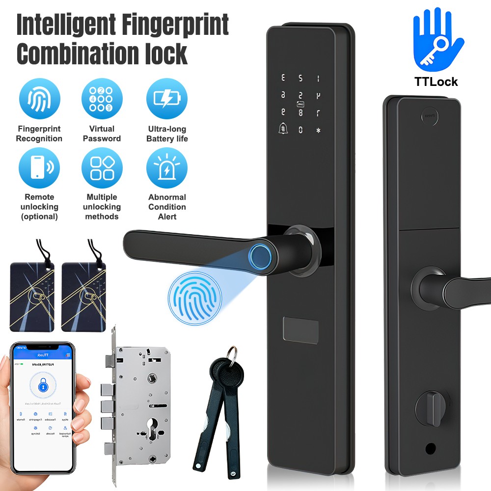Bluetooth Smart Door Lock Fingerprint Keyless Entry Digital Keypad Lock w Handle
