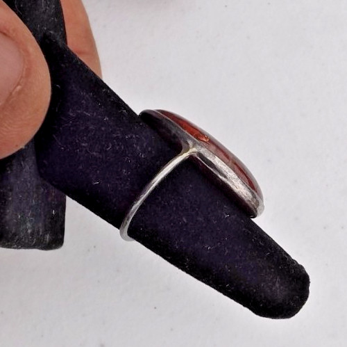 Vintage Sterling & red Jasper Agate Ring