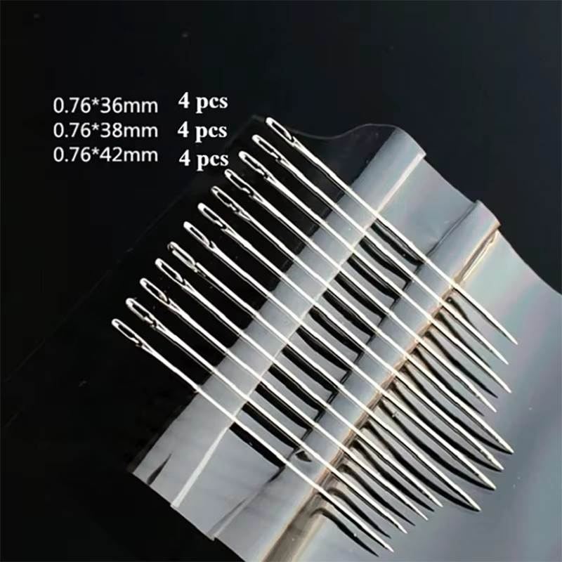 12pcs Self-Threading Sewing Needles for Easy Darning & Stitching - Sewing Access