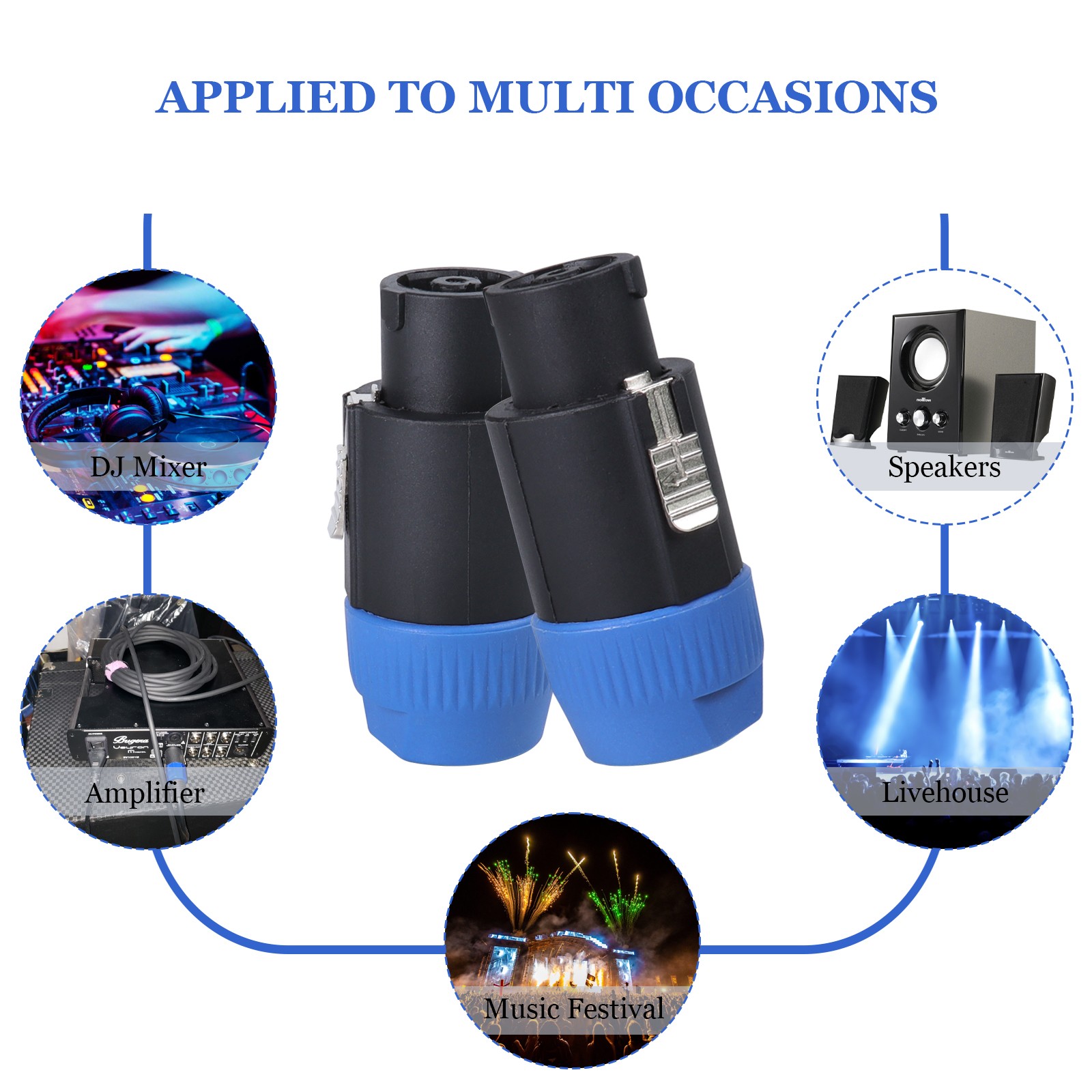 6x NL8FC Speakon Connector 8 Pole Lock Plug Adapter Compatible Loudspeaker Cable