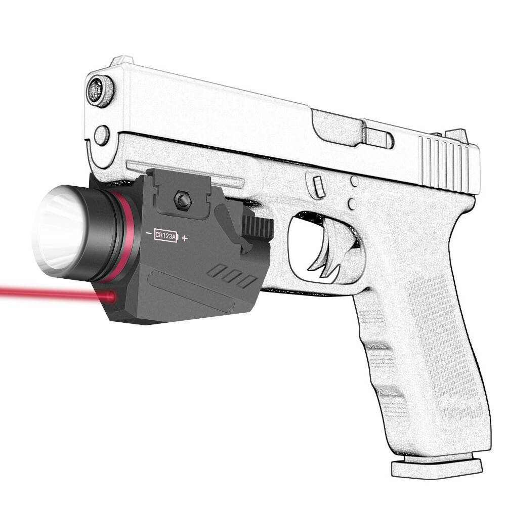 Tactical Red Laser Sight 20mm LED Flashlight Combo For Pistol Camping Light