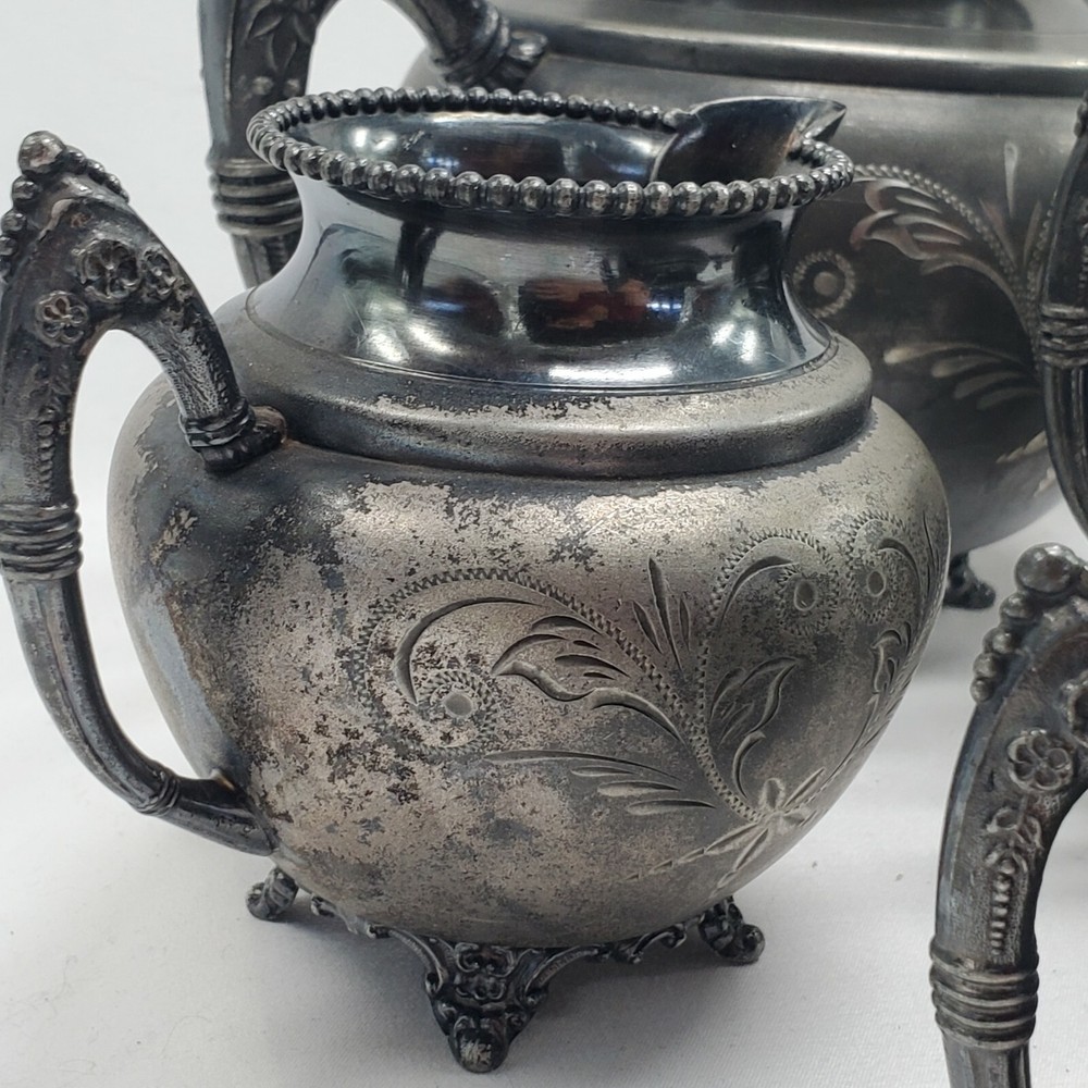 Antique Empire Mfg. Co. Quadruple Plated Teapot TEA SET