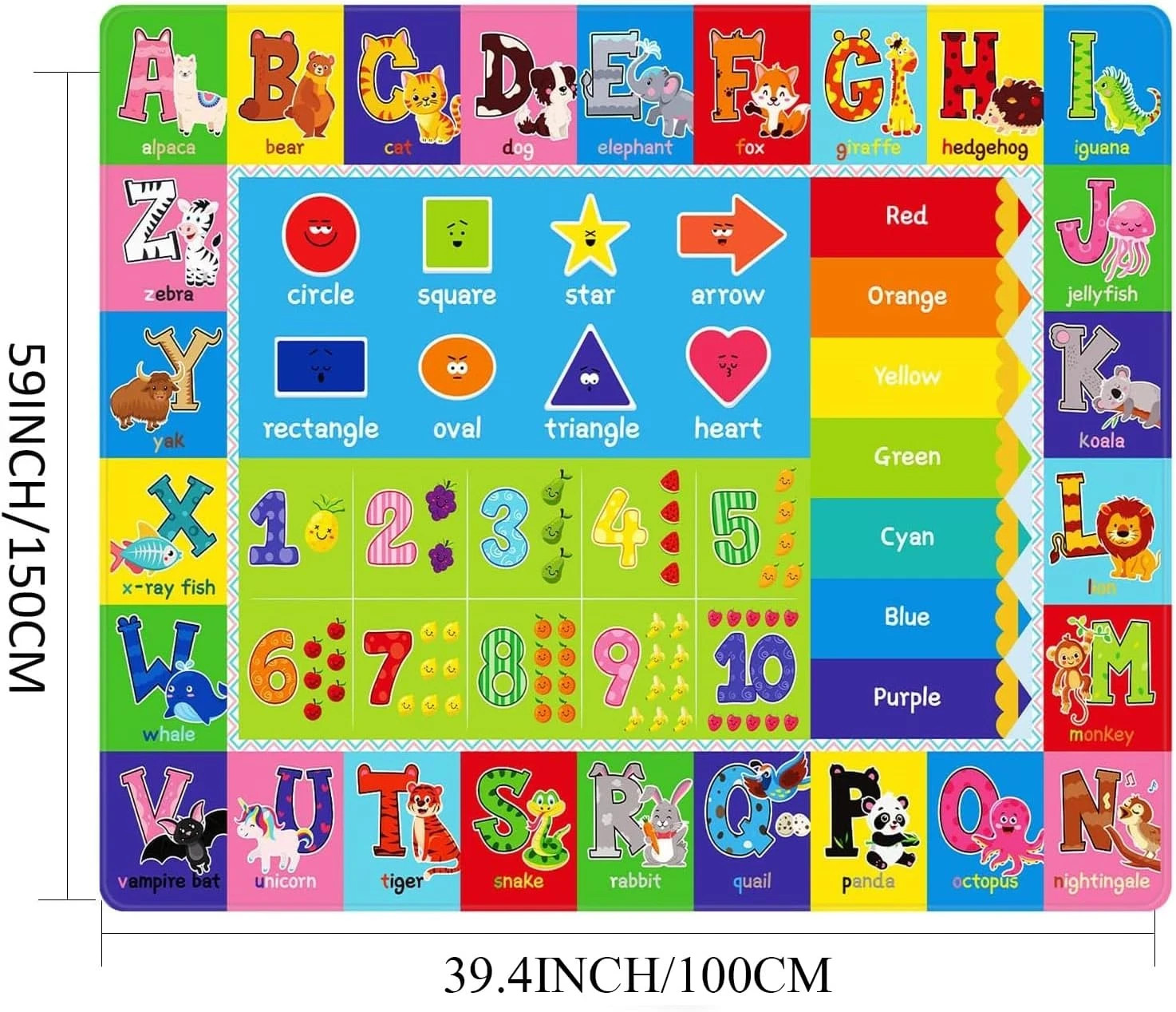 ABC Carpet,Kids Carpet for Playroom, Classroom Floor Play Mat for Kids,Preschool