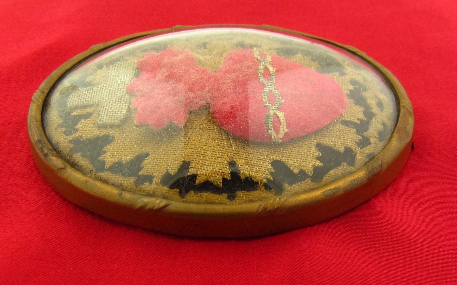 Antique SACRED HEART EX VOTO Reliquary Catholic French Domed Glass CROWN THORNS