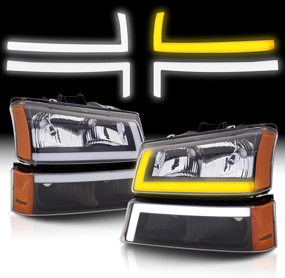 Headlights with LED Sequential Signal Compatible with Chevy Silverado Avalanche