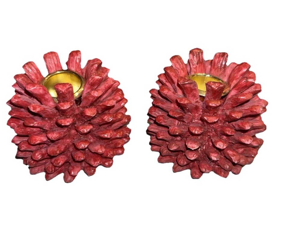 Pinecone Resin Taper Candleholders